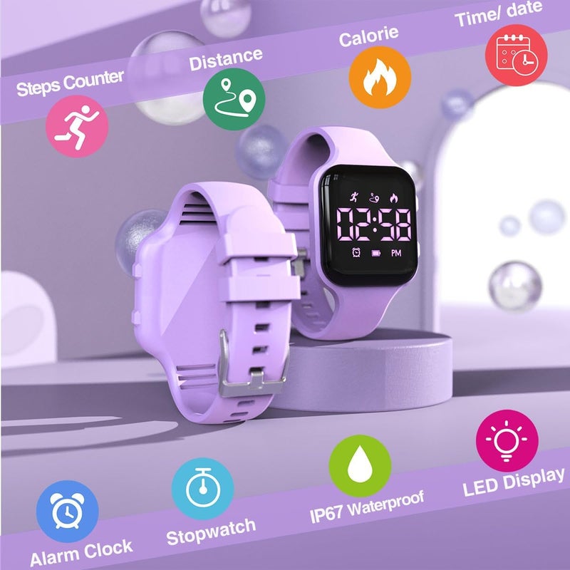 synwoo Kids LED Digital Watch, with Pedometer Step Counter, Waterproof, Sport Wristwatch, Calendar, Alarm Clock for Children Boys Girls Teens - Image 3